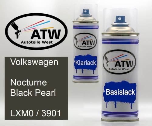 Volkswagen, Nocturne Black Pearl, LXM0 / 3901: 400ml Sprühdose + 400ml Klarlack - Set, von ATW Autoteile West.